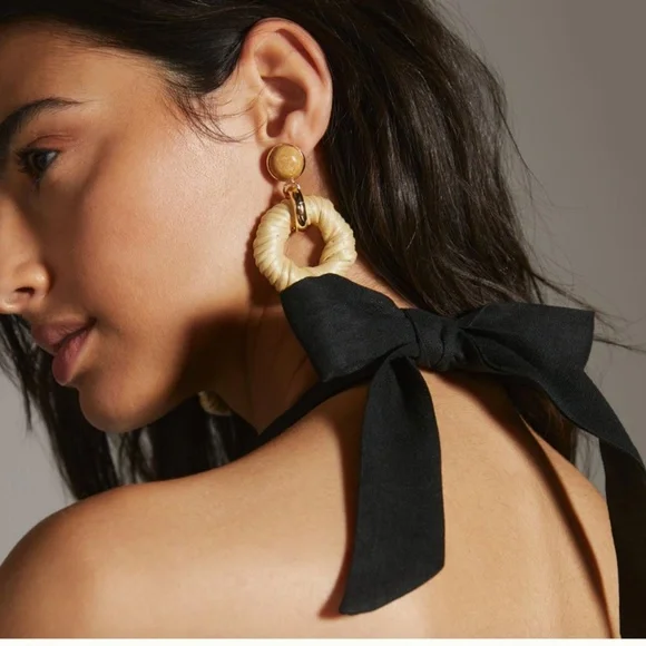 NWT Linen RUMER Freya Wide Leg Halter Jumpsuit in Black XS - Picture 6 of 9